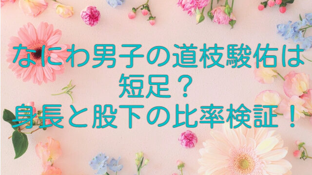 なにわ男子の道枝駿佑は短足 身長と股下の長さの比率を徹底検証 ひらりん