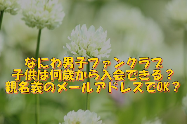 なにわ男子ファンクラブ子供は何歳から入会できる？親名義のメールアドレスでOK？