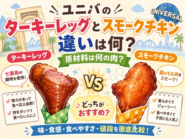 ユニバのターキーレッグとスモークチキンの違いは？何の肉か・味や食べやすさを比較！