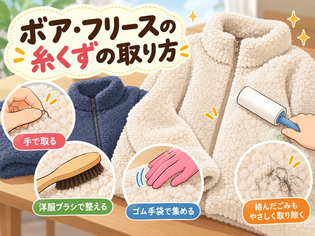 ボアの糸くずの取り方は？フリースに絡んだ髪の毛やほこりを取る方法